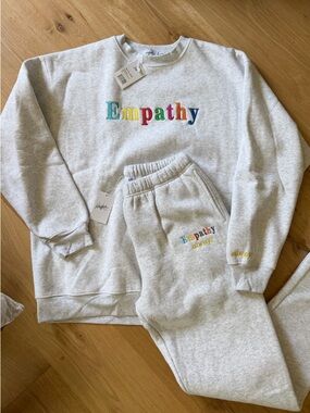 Empathy Women's Light Gray Embroidered Joggers - Empathy